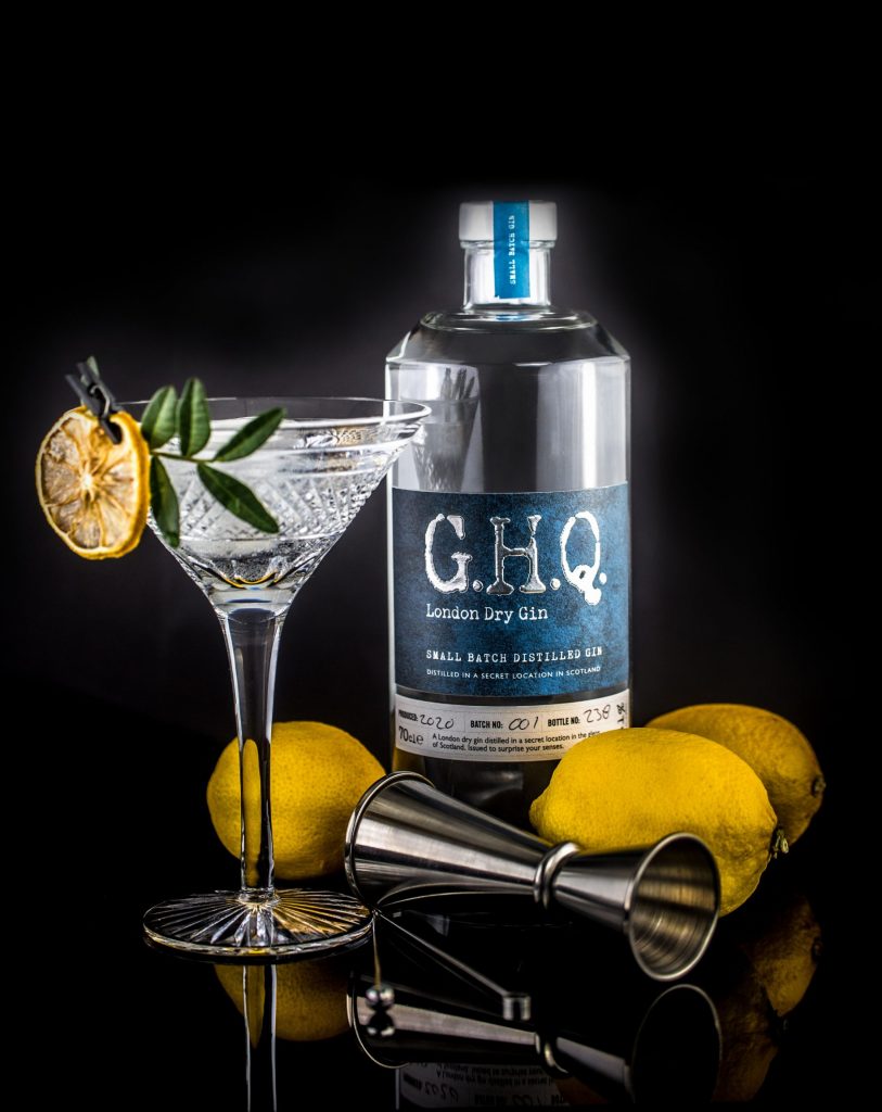 Handcrafted premium London Dry Gin distilled in Scotland by G.H.Q Spirits
